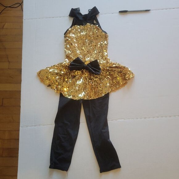 Weissman Girl Gold Black Sequin Dress Size SC Small 6-6x - Picture 2 of 9